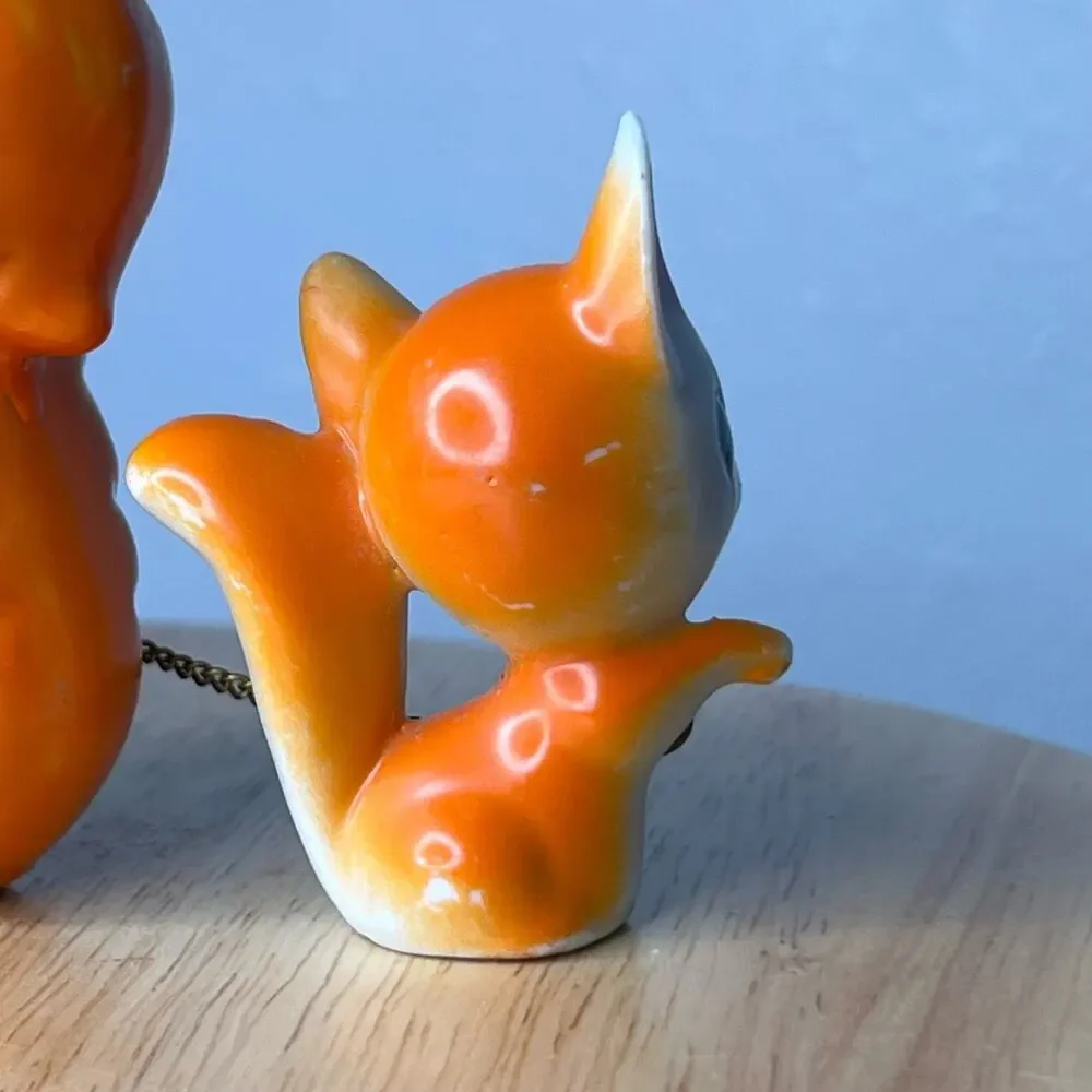 Vintage Mid Century 50 60s Chain Squirrels Arnant Orange Japan Kitchy
